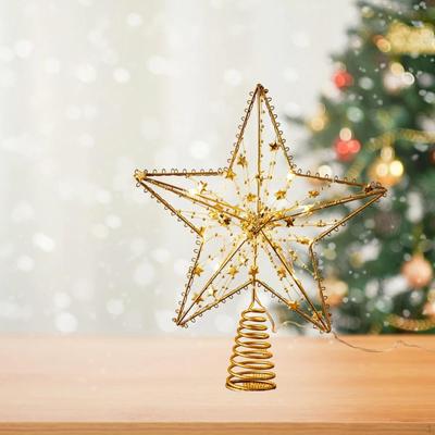 Christmas Tree Star Topper with LED Lights Window Holiday Ornament