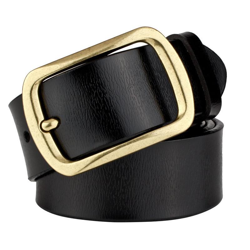 High-quality Men's Leather Belt With Copper Buckle Vintage Retro Style