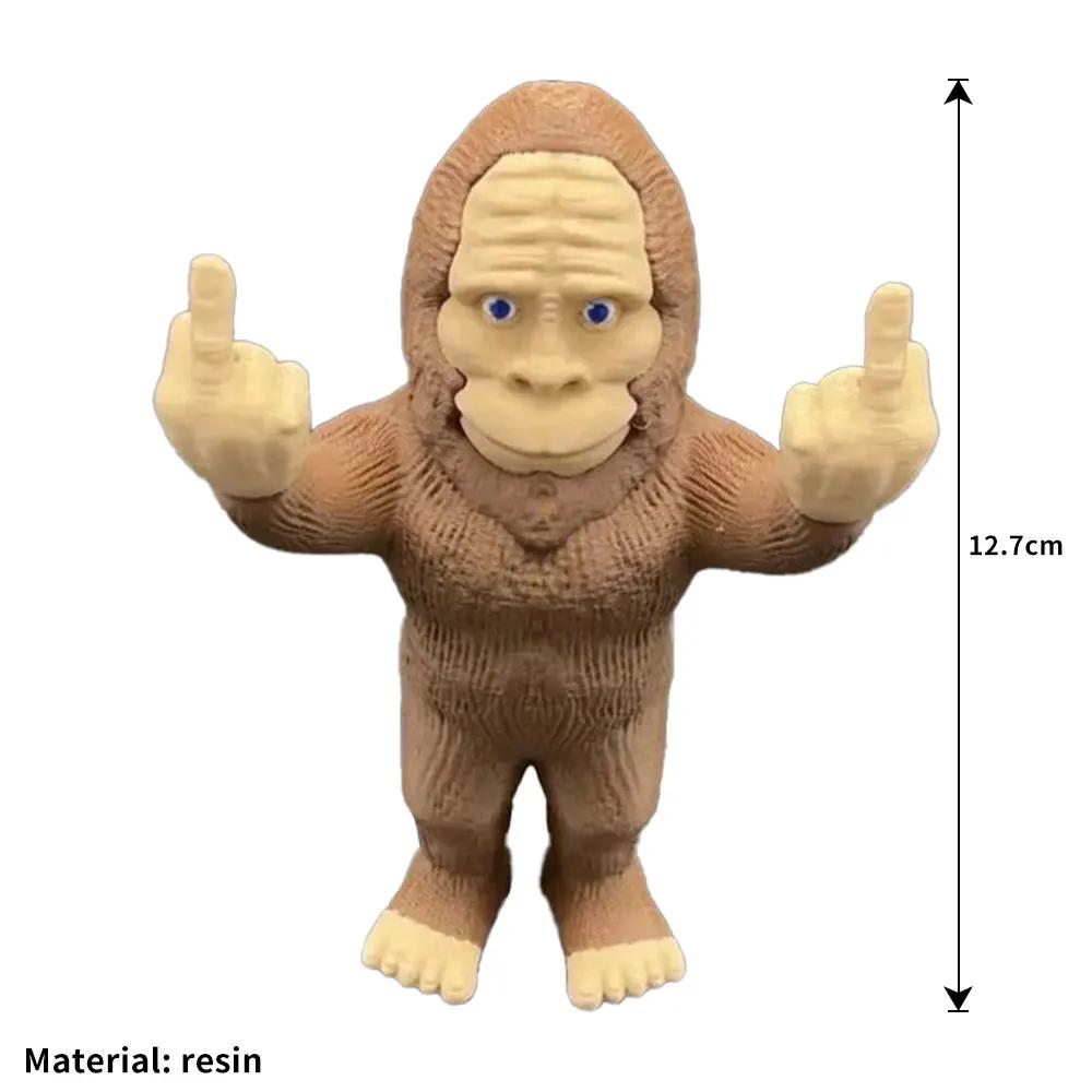 Забавные украшения «Средний палец Бигфута», фигурка орангутана со средним пальцем, забавный жест рукой, пластиковая креативная орнаментальная скульптура