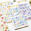 6Sheets Gold Foil Embossed Sticker Clear Cartoon PVC Resin Decorative Sticker for Journal Notebook Scrapbooking Supplies
