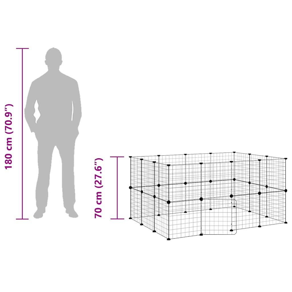 28 Piece Pet Cage with Door Black 35 X 35 Cm Steel