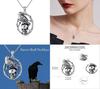 Halloween Skull Pendant Necklace With Crow Shape Design For Gothic Fashion Enthusiasts