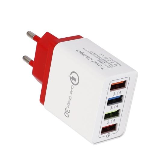 Portable Travel 4 USB Ports Fast Charging QC 3.0 Wall Charger Power Adapter