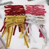 12pcs Red Gold Velvet Bow Christmas Tree Hanging Ribbon Bow Glitter Ornaments DIY Crafts 2025 Christmas Party Gift Decorations