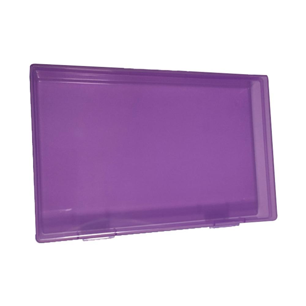 

PP Plastic Photo Storage Box Double Button Transparent Hardware Storage Box Dustproof Multi-Functional Parts Storage Box фиолетовый