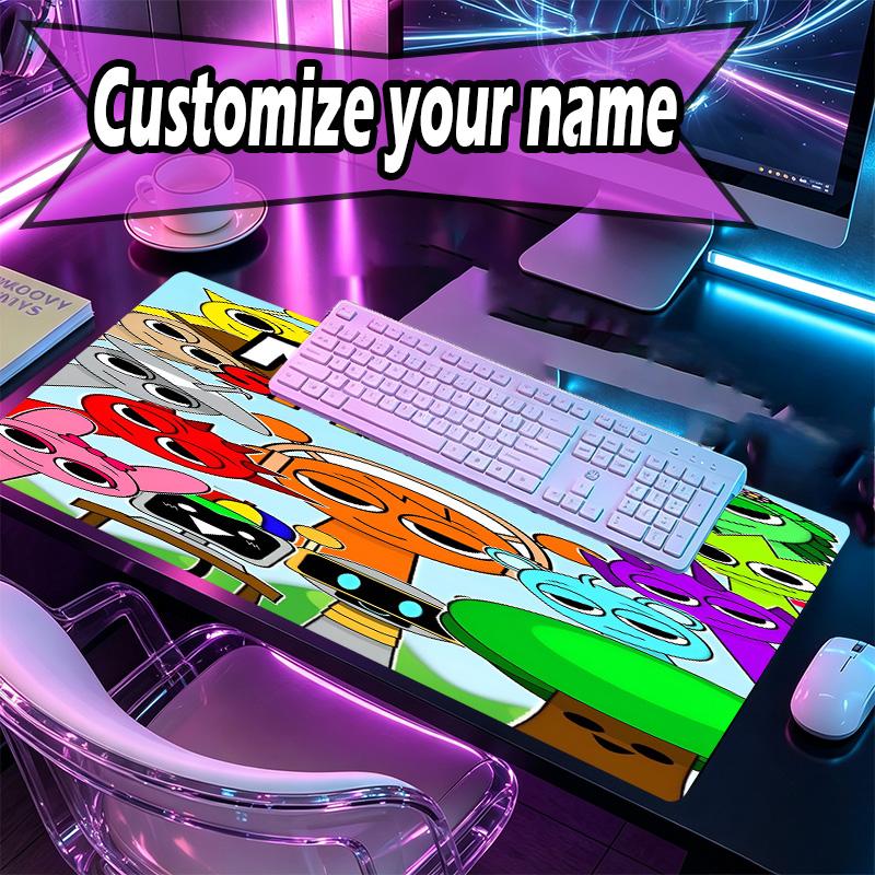 Tapis de souris personnalisé avec nom et motif de jeu Sprunki, Tapis de bureau pour ordinateur portable PC, Tapis de bureau décoratif pour la maison, Coussinet pour clavier, Cadeau