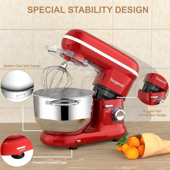 Robot pâtissier - vospeed - sm-1519x - 1500w - 6.2qt - acier inoxydable