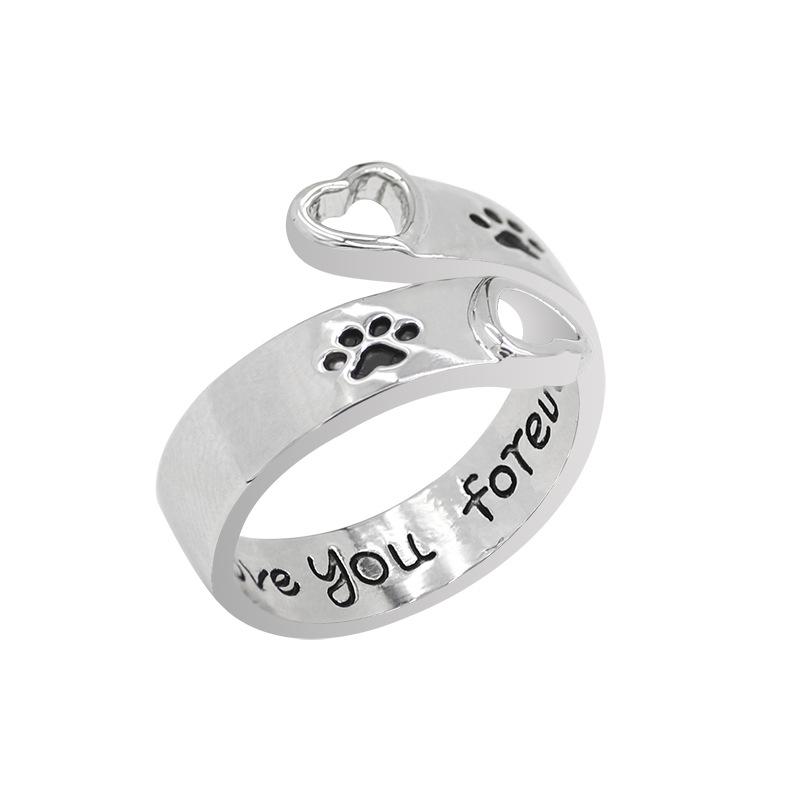 Cat Ear Finger Rings Open Design Cute Footprints Fashion Jewelry Ring For Women Young Girl Child Gift Adjustable Animal