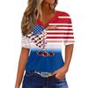 Women’s Short Sleeve V Neck Top with 1776 America Flag Print Stripes and Roses 250 Years Commemorative Shirt