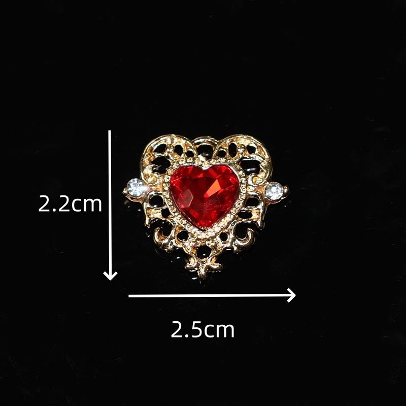 10Pcs Fashion Vintage Hollow Lace Crystal Peach Heart Love Accessories Baroque Alloy Accessories DIY Handmade Materials