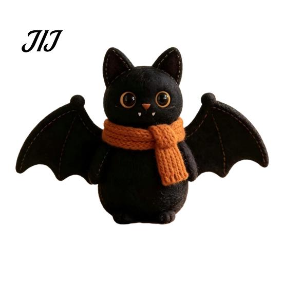 Rustic Autumn Tiered Tray Decor Halloween Wooden Witch Statue, Retro Felt Style Black Cat Ghost Decorative Figures Bat for Shelf Desk, Spooky Festive