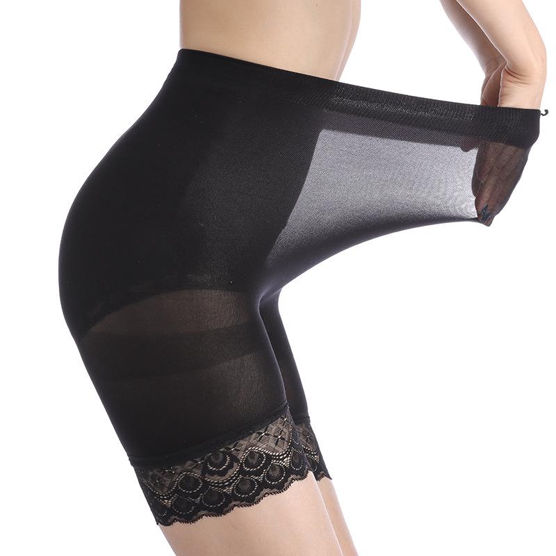 Women's Ice Silk White Safety Short Pants Anti Slip Shorts Under Skirt Thin Lace Underwear Plus Size Non Roll Hem