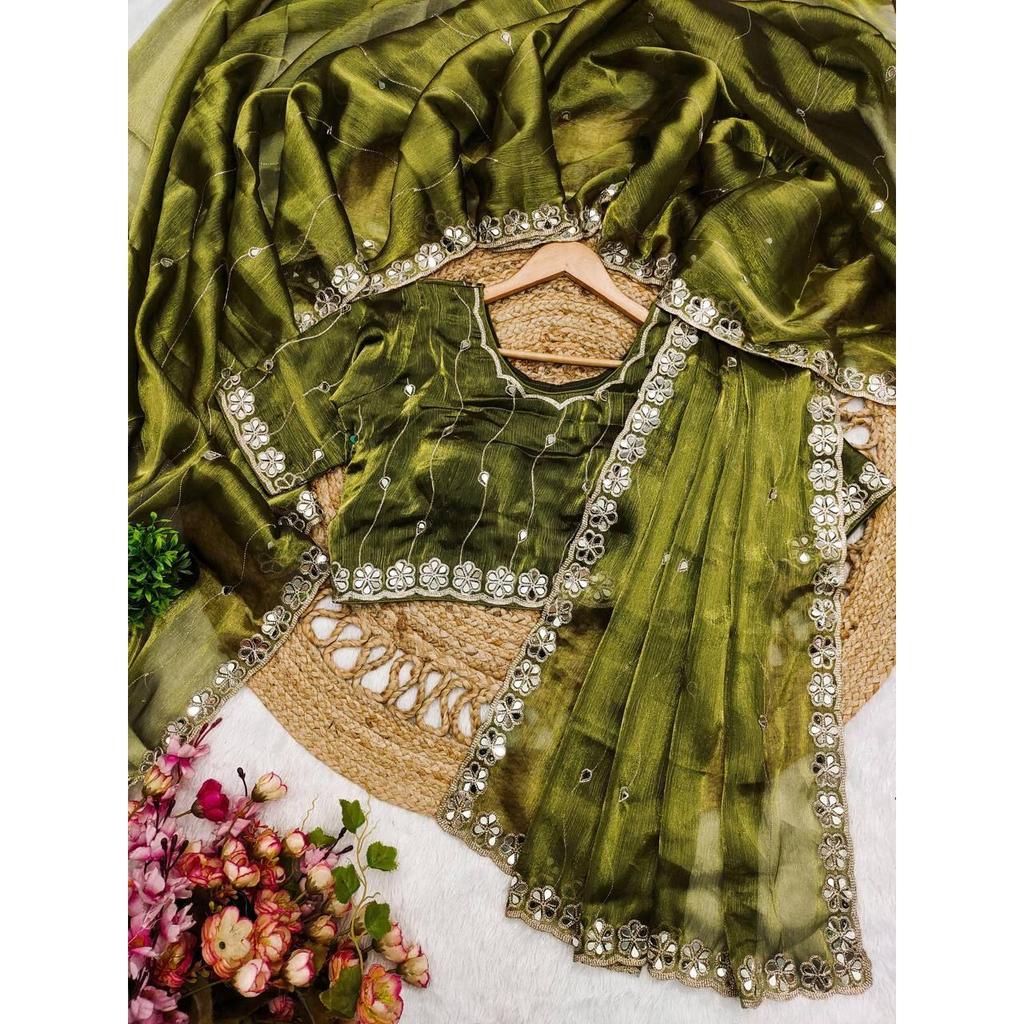 Premium Designer Mirror Work Saree Collection