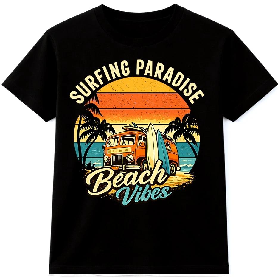 Surfing Sunset Van T Shirt Vintage Beach Summer Surf Graphic Tee XL