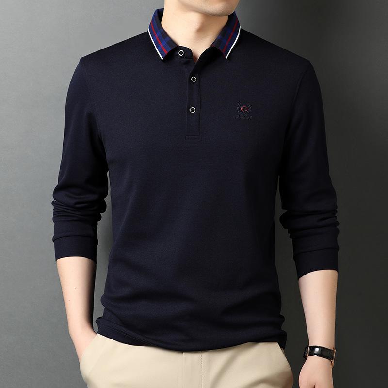

Молодежная мужская одежда, рубашка поло, весна и осень, модный бренд, повседневная, вышитая свободная надпись, свободные лацканы, длинные рукава, футболка для мужчин XXXL