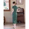 Retro national style daily summer new Chinese style slim fit high elegance 1011 new daily wear green cheongsam
