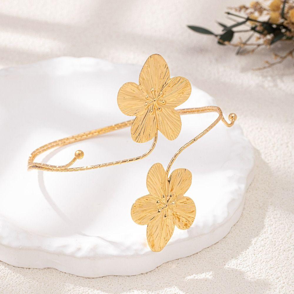 Gold Color Opening Arm Bracelet Multi Style Flower Bracelet Stylish Armband  Bridal Wear