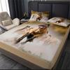 2/3pcs Vibrant Horse Natural Animal Sand Print Fitted Sheet Set - Soft 100% Polyester Material, Breathable, Hypoallergenic