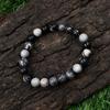Black Web Jasper Gemstone Gemstone Handmade Beads Bracelet 7.5" Unisex Stretch Bracelet For Anniversary Gift RBB-3