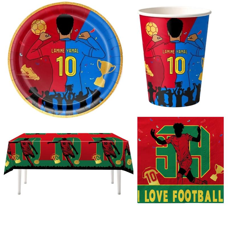 2026 YamalFußball Party Geschirr Pappbecher Teller Tischdecke Hintergrund Fußballpartys Zubehör