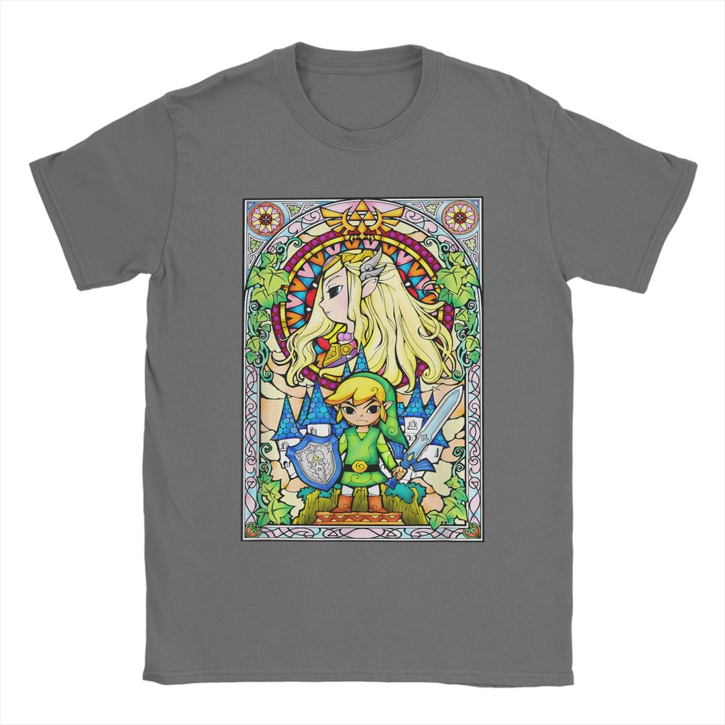 Zeldas Wind Waker Stained Glass T Shirt for Unisex 100 Cotton Funny TShirt Round Collar  Tee Shirt Short Sleeve Tops Classic