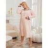 European and American large-size nightgown women's long fat mm lace edge thin long-sleeved loungewear pajamas