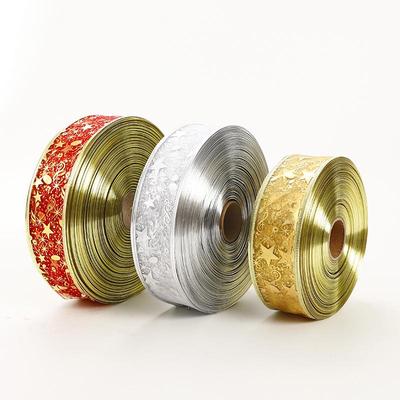 Goldenes und silbernes besticktes Weihnachtsband für Geschenkboxverpackung