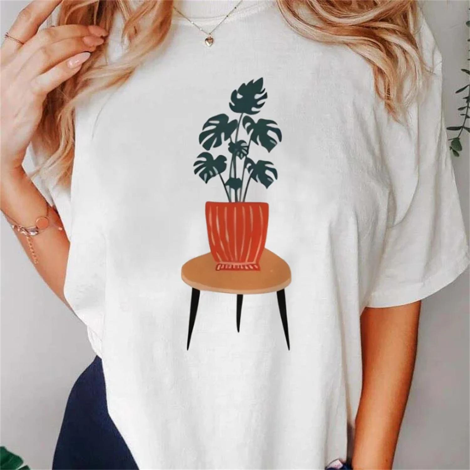 Cartoon Cute Pattern Plants Summer Regular Style Women s Fashion Aesthetics Printed Casual 90s Basic Style New Women s Top T-Shi S