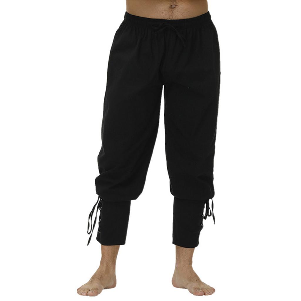 Men's Casual Strappy Skinny Pants For Drama Performances Solid Color Trousers