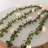 Rose Flower Led Fairy String Lights Artificial Green Leaf Rattan Wedding Birthday Party Home DIY Decoration Christmas Garland