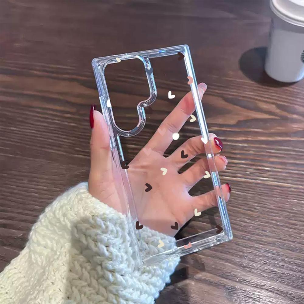 For Samsung Galaxy S25 Ultra S24 S26 S22 S21 S20 Plus S21 S23 S24 FE Heart Love Phone Case Transparent Clear Cover Silicone Back