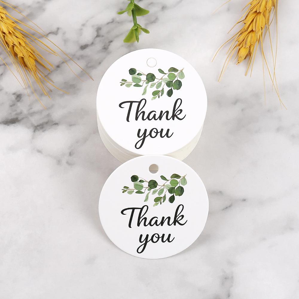Waldgrüne Blatt-Geschenkanhänger, 4,5 cm rund - Dankeschön-Anhänger für Verpackungen