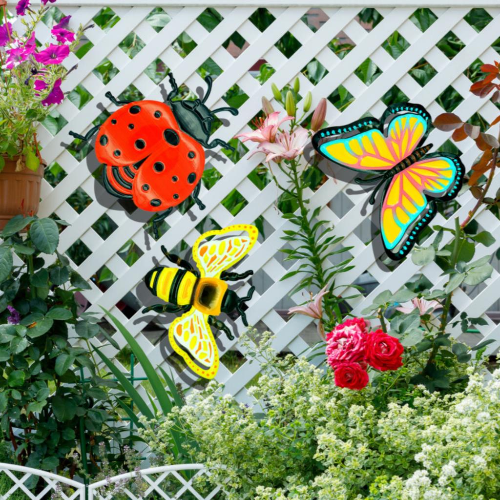 3 Stück Metall Outdoor Wanddeko Insektenornamente Set für Garten Terrasse Hof Dekoration Langlebig Wetterfest Insekten Wandhänge Skulpturen