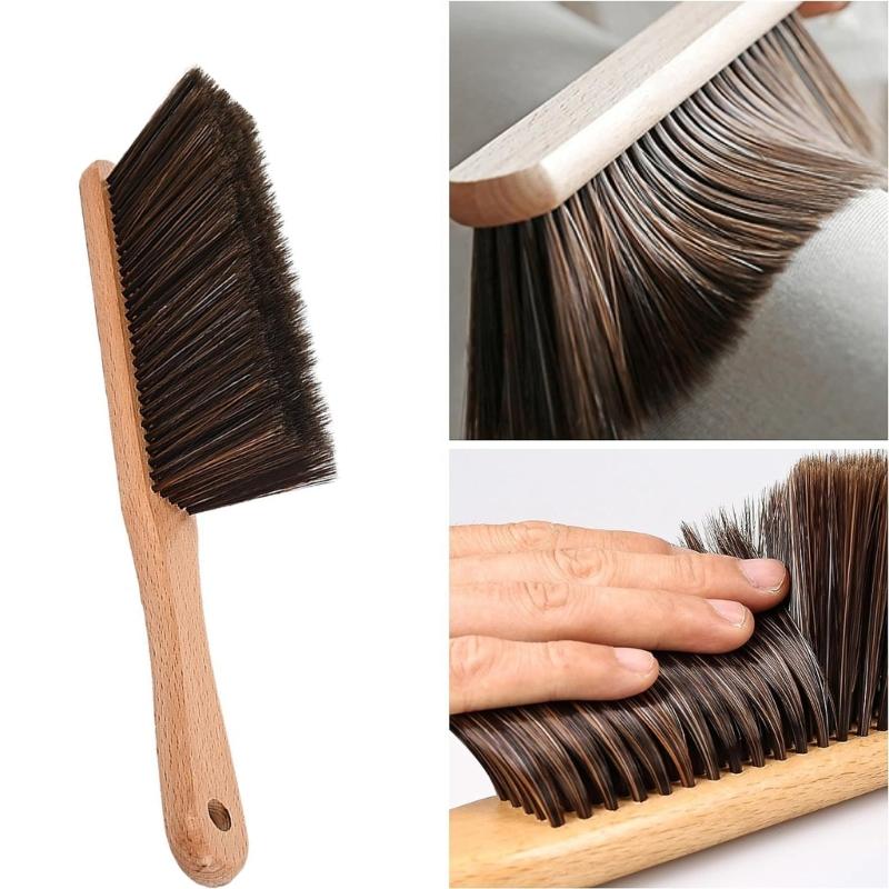 Premium Hand Broom with Natural Dense Bristles and Wooden Handle for Home and Car Cleaning