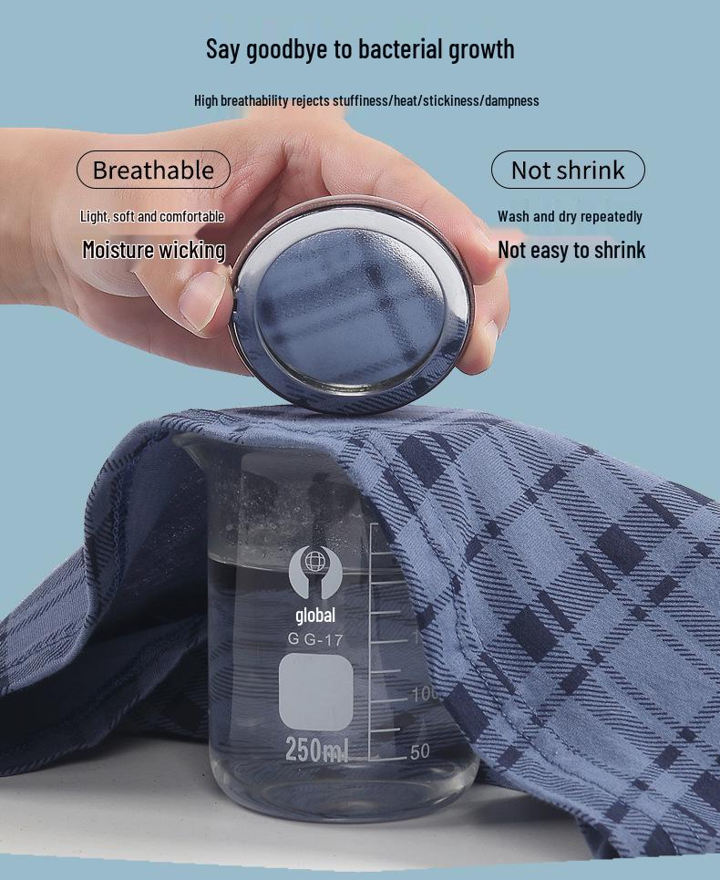 Aro Men's Plus Size High Waist Pure Cotton Plaid Boxer Shorts