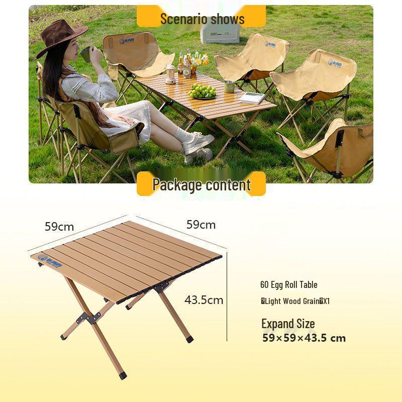 Tragbares faltbares Campingtisch- und Mondstuhlsset mit aufrollbarem Tisch