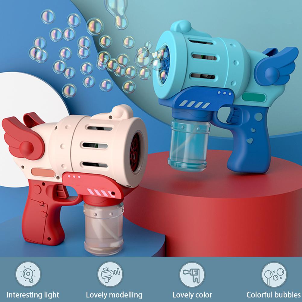 Funny Bubble Blower Machine Electric Automatic Bubble Maker with Colorful Light Kids Outdoor Toys