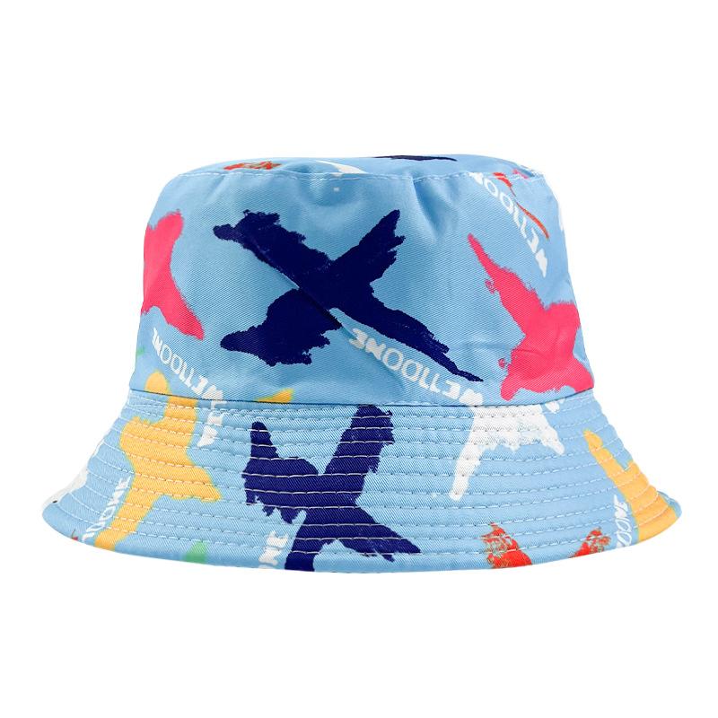 New Double-sided Graffiti Bucket Hat Women's Print Tie-dye Pot Hat Korean Hip-hop Visor Sun Hat