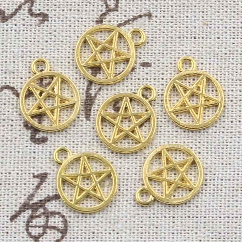 50 stuks Bedeltjes Ster Pentagram 17x14mm Antiek Zilverkleur Hangers Doe-het-zelf Ambachten Maken Onderdelen Handgemaakte Tibetaanse Sieraden beige