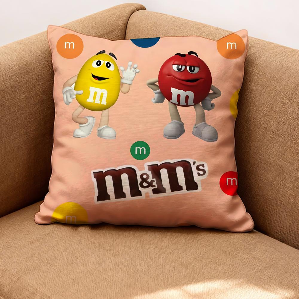 M&M's Cushion Cover Premium Comfort Reversible Pillow Cove -Two In One Design for Any Room & Car Interior
