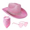 Westernhut-Set für Erwachsene mit glitzerndem goldenem Hut, Bandana und Sonnenbrille