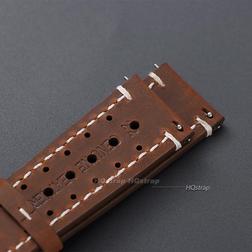 Vintage Cowhide Watch Strap Breathable Leather Watch Band 18mm 19mm 20mm 21mm 22mm 24mm Quick Relase Butterfly Buckle Bracelet