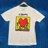 Keith Haring Heart Popart Beige T-Shirt Size Large