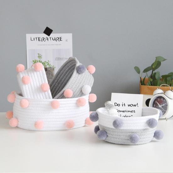 

Bright-colored Cotton Rope Convenient Exquisite Fine Texture Skin-friendly Organizer Basket Sundries Basket