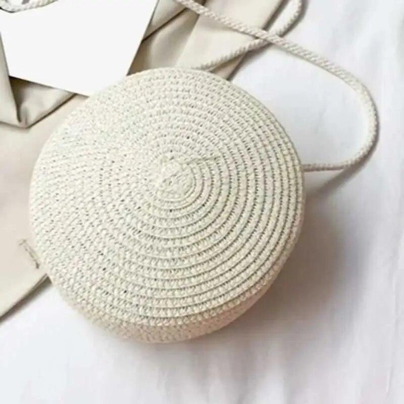 Круглая сумка-кроссбоди «Плетеная круглая сумка» Простая дорожная сумка-портфель Женская сумка через плечо Карьерная сумка Соломенная сумка Детская мини-сумка через плечо