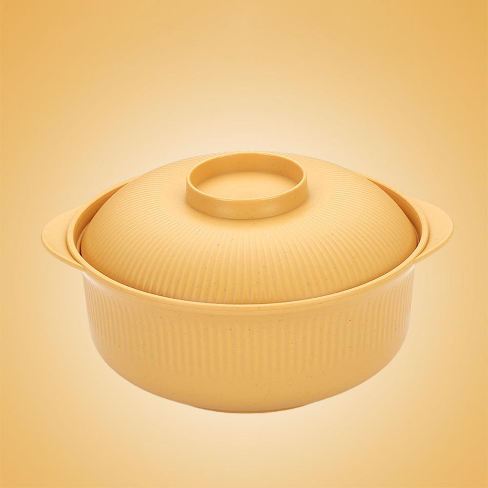 1L Capacity Plastic Rice Bowl with Lids Soup Bowls Durable Instant Noodle Bowls Hot Rice
