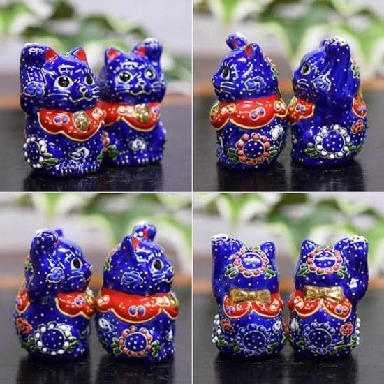 Waza no Kura Maneki Neko Figurine Kutani Ware Chibi Aomori-kun Opening Celebration Birthday Present Pair Gift