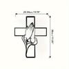 Praying Hands Iron Wall Cross Modern Religious Metal Decor Living Room Artwork Housewarming Gift Home Spiritual Minimalist Sculpture