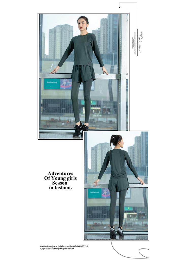 Women's High-End Fashion Yoga Suit: Loose, Quick-Drying Long Sleeve Running Sportswear for Fitness and Style.