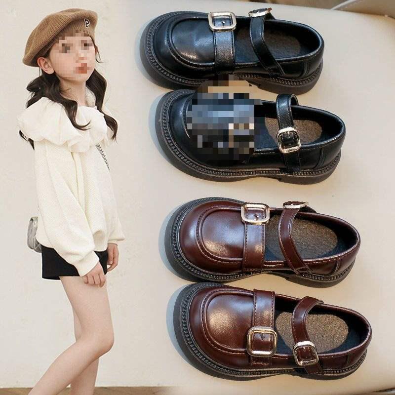 Mocassins de Couro Preto para Meninas 2025 - Sapatos de Princesa de Sola Macia Estilo Britânico Primavera/Outono